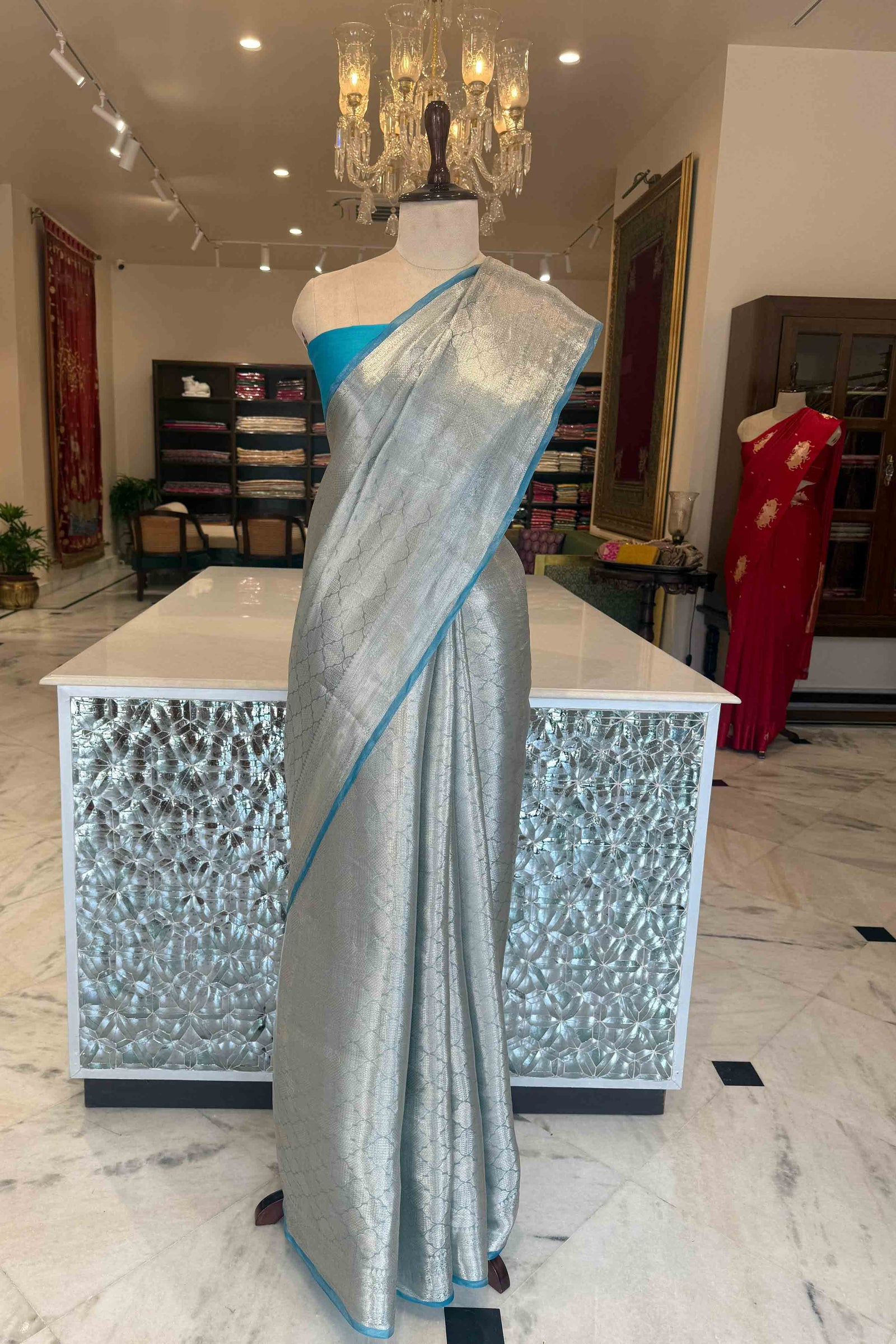 Blue Handwoven Banarasi Tissue Silk Saree