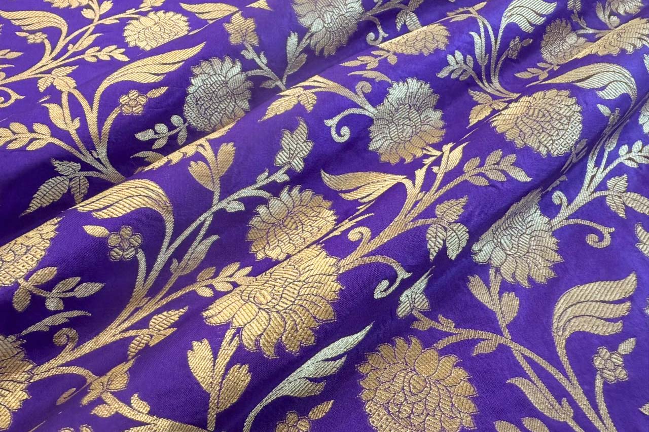 Blue Handwoven Banarasi Silk Fabric