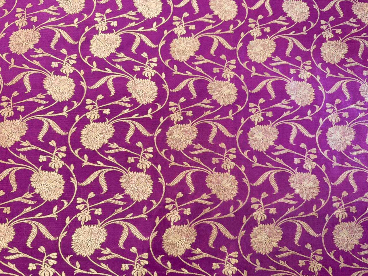 Magenta Pink Handwoven Banarasi Silk Fabric