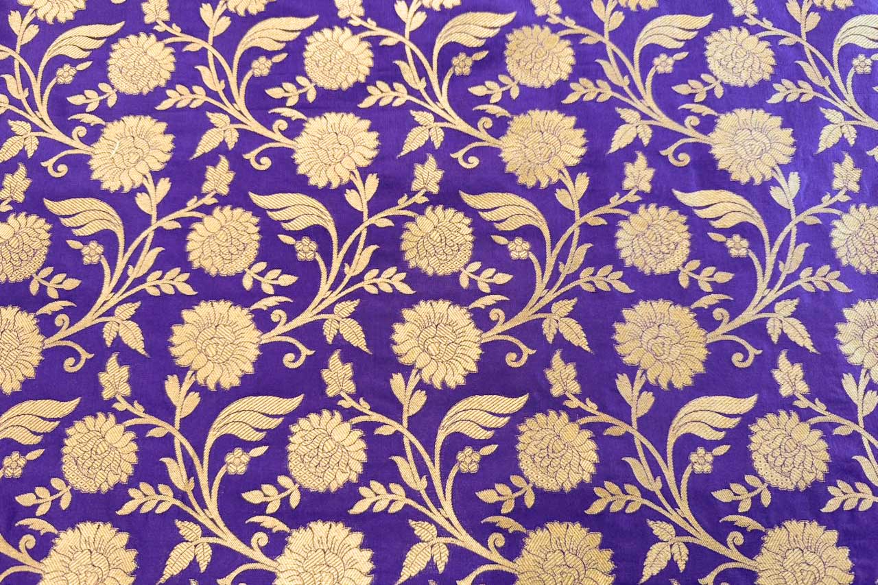 Blue Handwoven Banarasi Silk Fabric