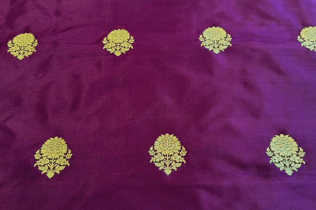 Purple Handwoven Banarasi Silk Fabric