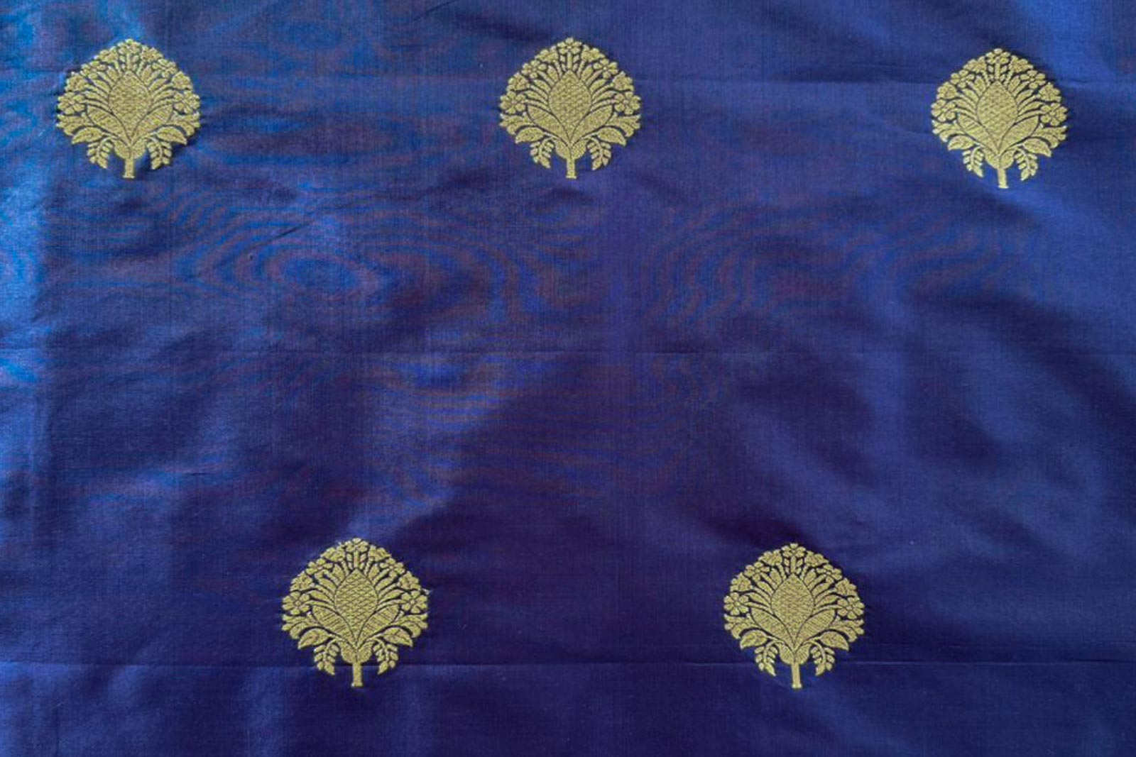 Navy Blue Handwoven Banarasi Silk Fabric