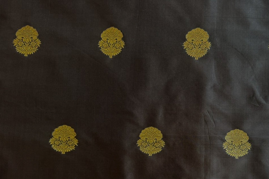 Black Handwoven Banarasi Silk Fabric