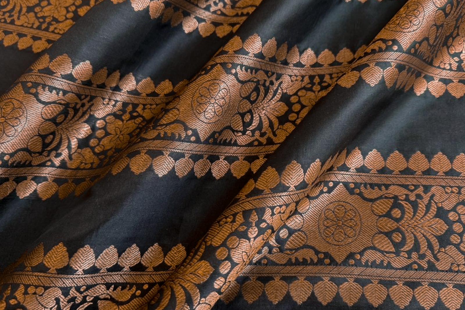 Black Handwoven Banarasi Silk Fabric