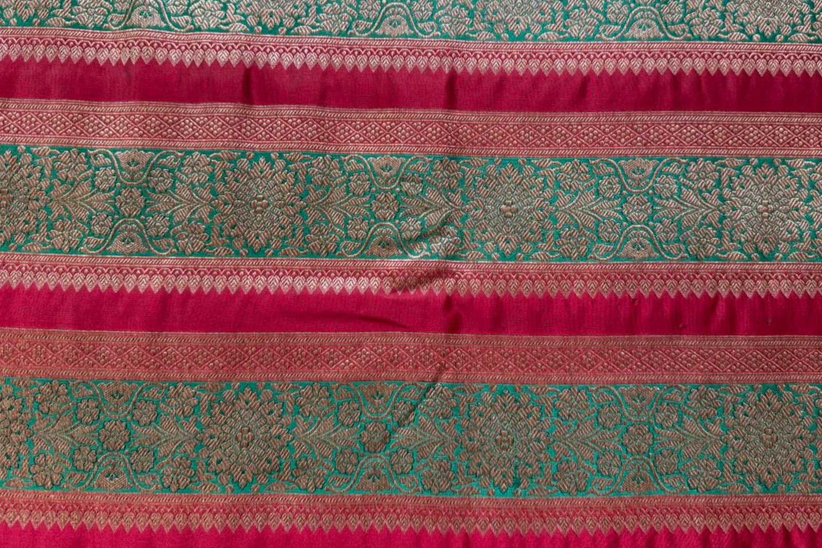 Red Green Handwoven Banarasi Silk Fabric