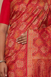 Red Handwoven Banarasi Jamawar Silk Saree