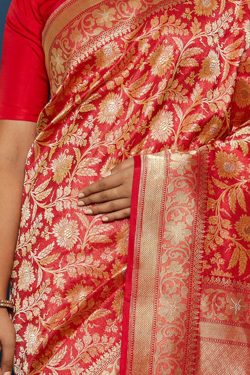 Red Handwoven Banarasi Silk Saree