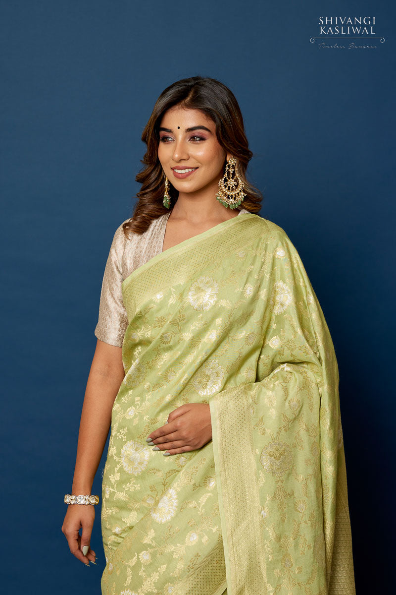 Pista Green Silk Saree