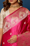 Fuchsia Pink Handwoven Banarasi Kadhua Silk Saree