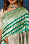 Shaded Green Handwoven Banarasi Georgette Saree