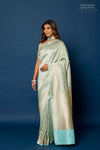 Aqua Blue Handwoven Banarasi Silk Saree