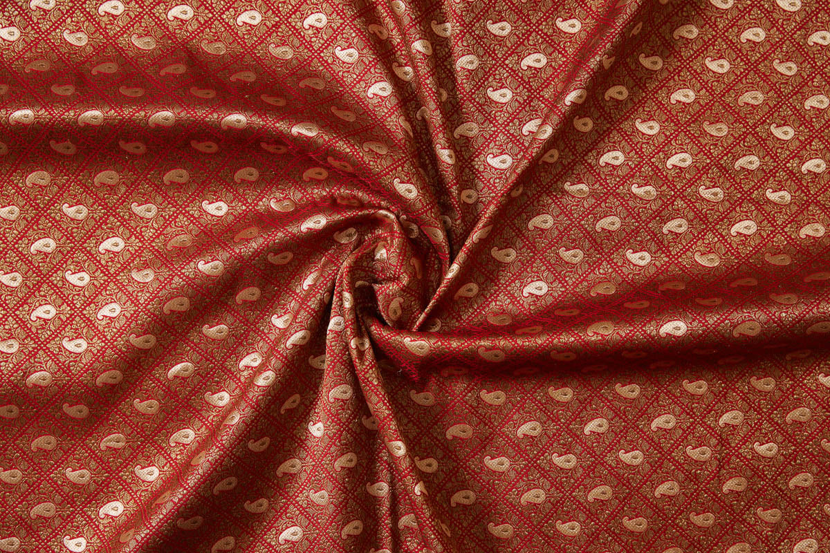 Red Handwoven Banarasi Brocade Fabric