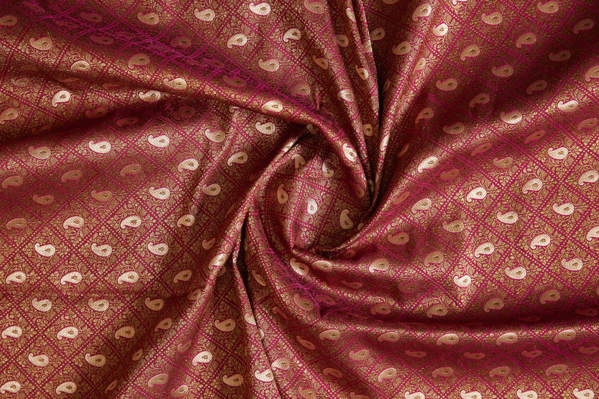 Pink Handwoven Banarasi Brocade Fabric