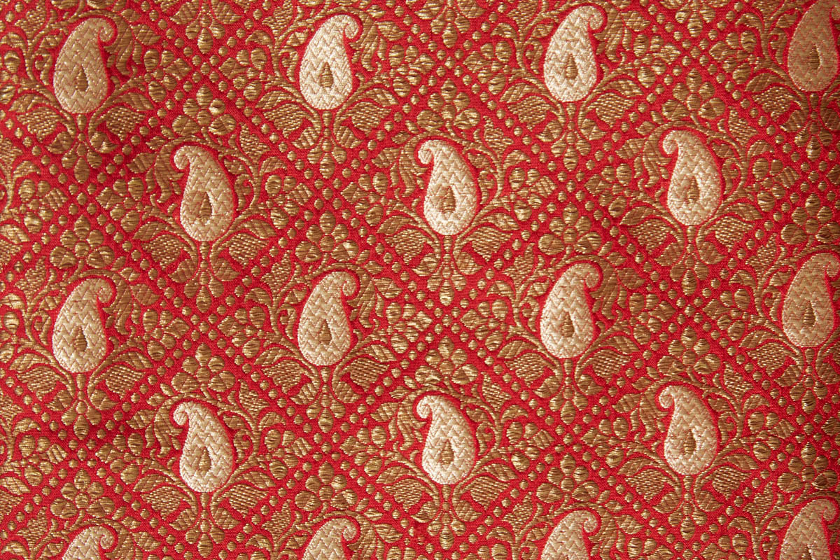 Red Handwoven Banarasi Brocade Fabric