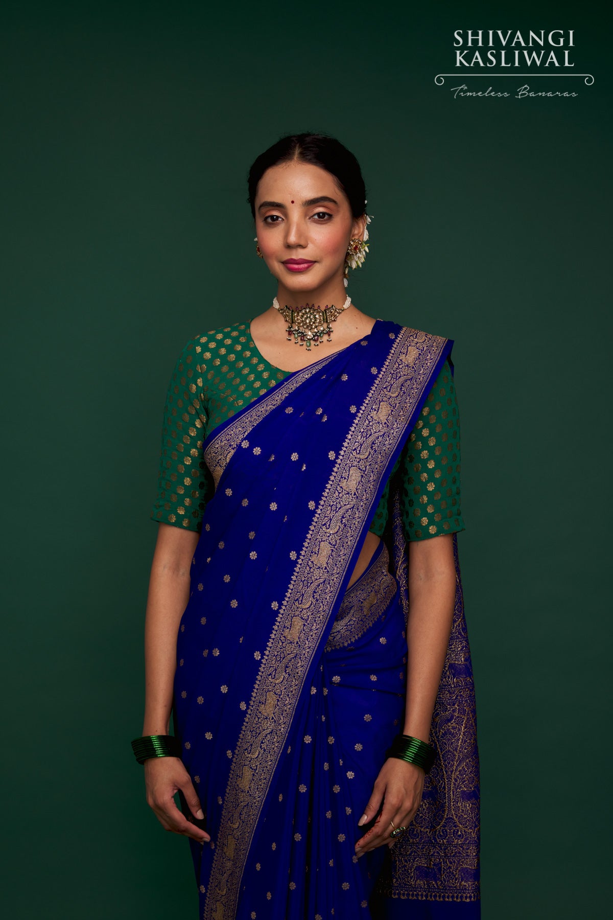 Royal Blue Handwoven Banarasi Crepe Silk Saree