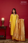 Haldi Yellow Chanderi Suit with Handwoven Banarasi Cotton Dupatta
