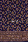 Navy Blue Handwoven Banarasi Crepe Silk Saree