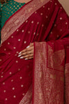 Maroon Handwoven Banarasi Crepe Silk Saree