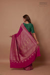 Dark Pink Handwoven Banarasi Crepe Silk Saree