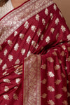 Maroon Handwoven Banarasi Moonga Silk Saree