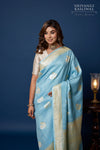 Powder Blue Handwoven Banarasi Tussar Georgette Silk Saree