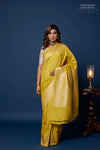 Yellow Handwoven Banarasi Tussar Georgette Saree