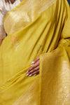 Yellow Handwoven Banarasi Tussar Georgette Saree