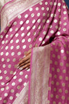 Rose Pink Handwoven Banarasi Moonga Silk Saree