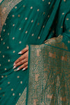 Green Dual Tone Handwoven Banarasi Crepe Silk Saree