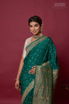 Green Dual Tone Handwoven Banarasi Crepe Silk Saree