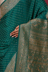 Bottle Green Handwoven Banarasi Crepe Silk Saree