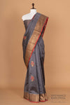 Grey Handwoven Banarasi Tussar Silk Saree