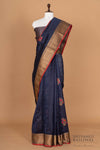Midnight Blue Handwoven Banarasi Tussar Silk Saree