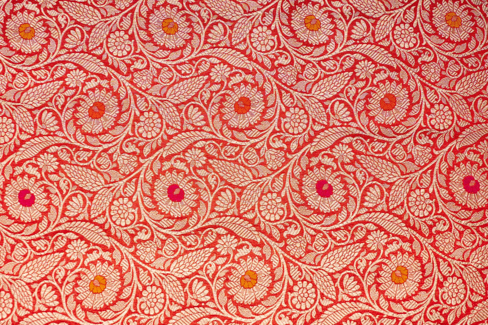 Red Handwoven Banarasi Brocade Fabric