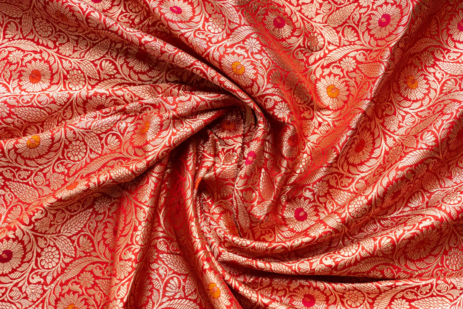 Red Handwoven Banarasi Brocade Fabric