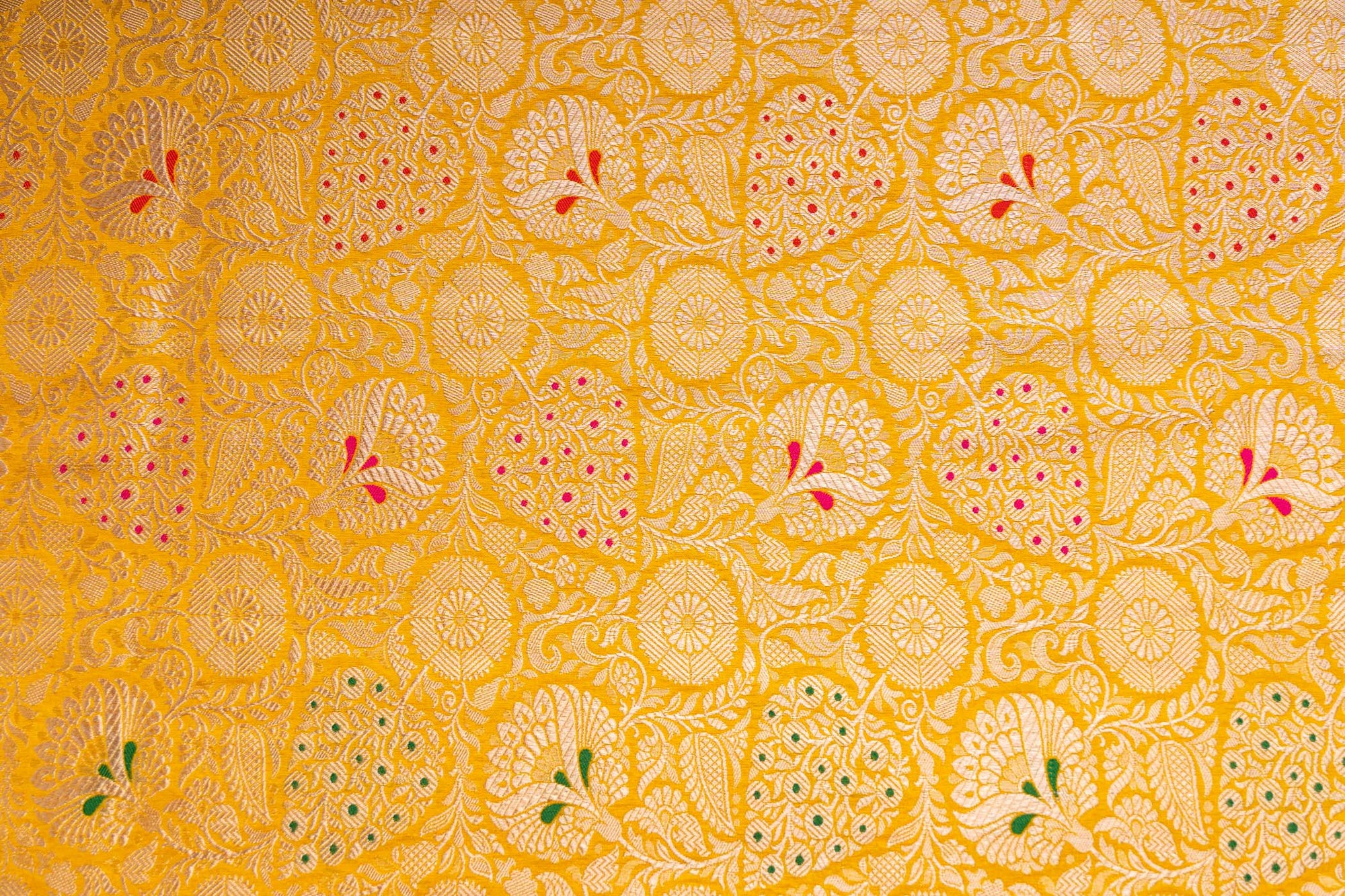 Yellow Handwoven Banarasi Brocade Fabric