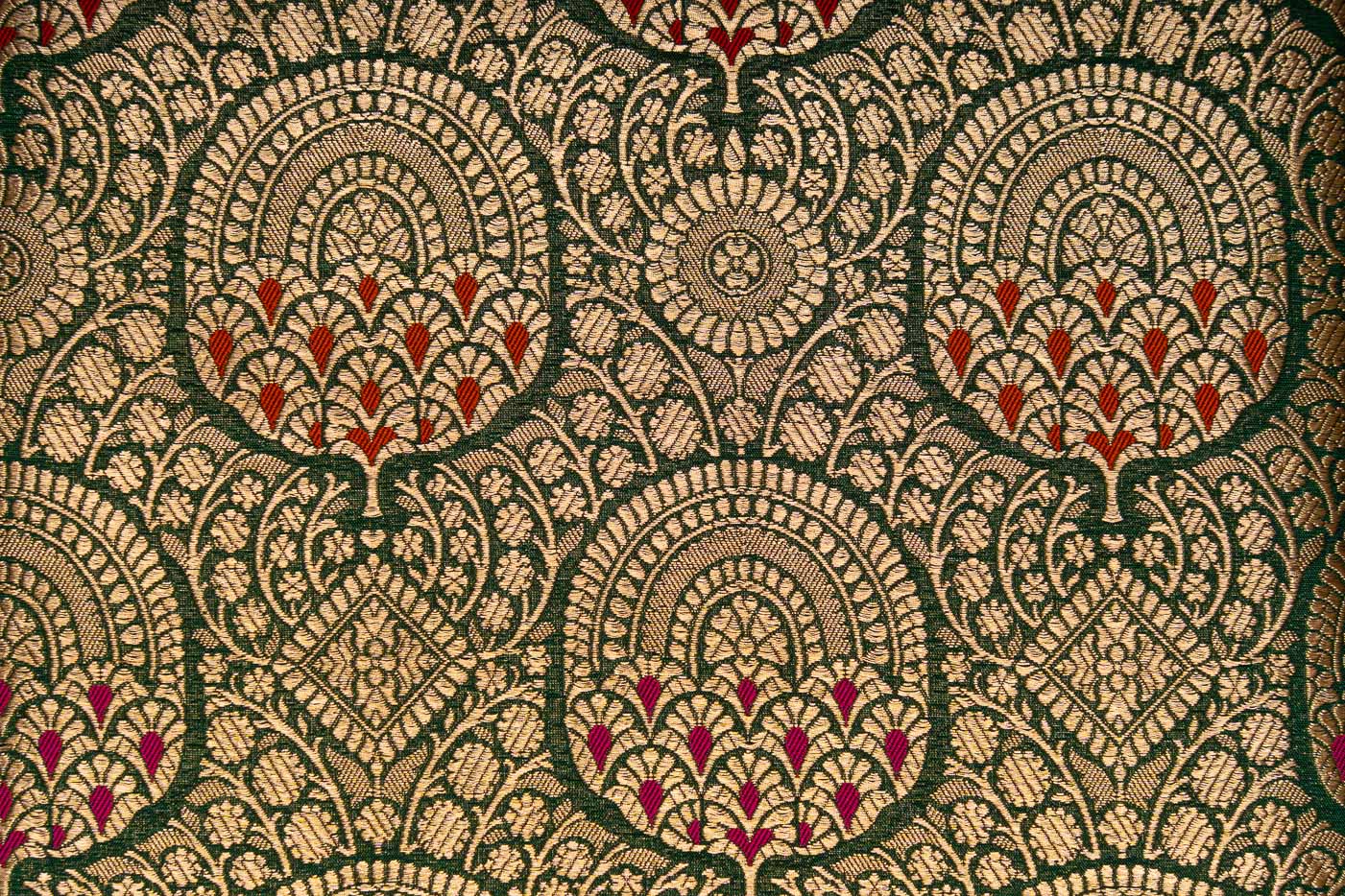 Bottle Green Handwoven Banarasi Brocade Fabric