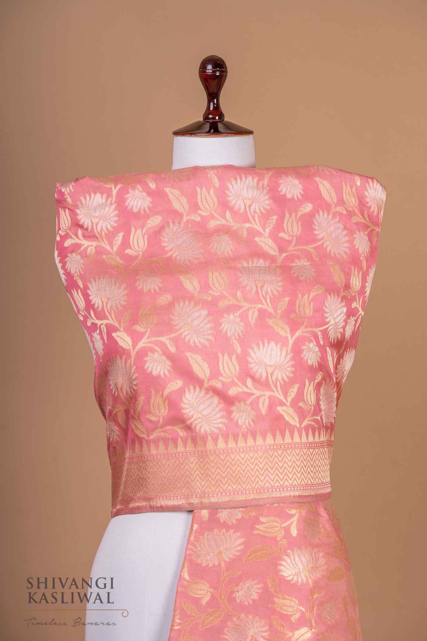 Baby Pink Handwoven Banarasi Silk Dupatta
