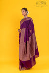 Purple Handwoven Banarasi Crepe Silk Saree