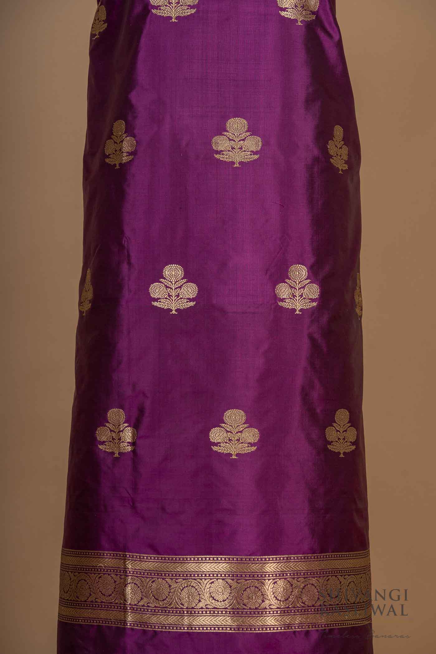 Purple Dual Tone Handwoven Banarasi Silk Suit Piece