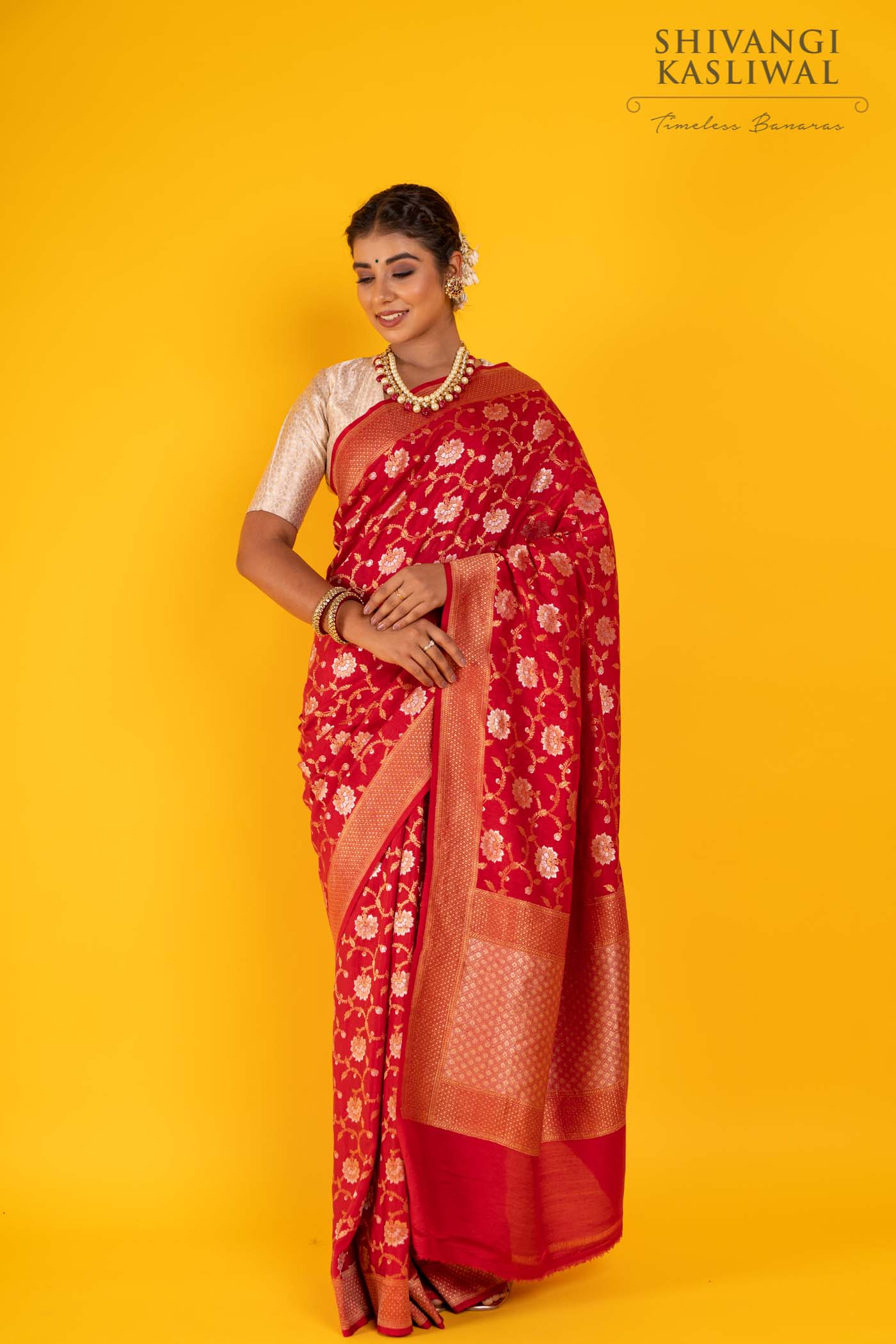 Red Handwoven Banarasi Moonga Silk Saree