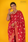 Red Handwoven Banarasi Moonga Silk Saree