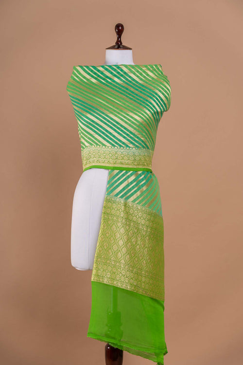 Shaded Green Handwoven Banarasi Georgette Dupatta