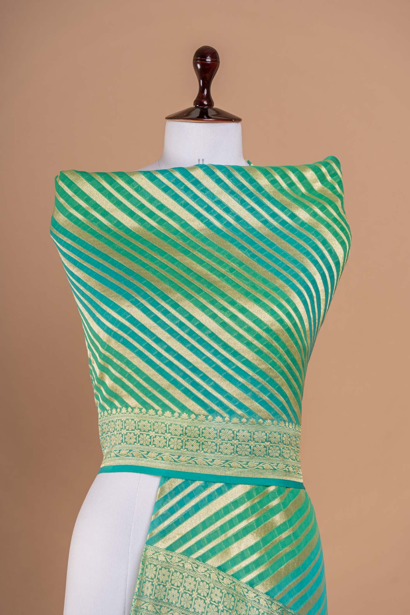 Blue Green Handwoven Banarasi Georgette Dupatta