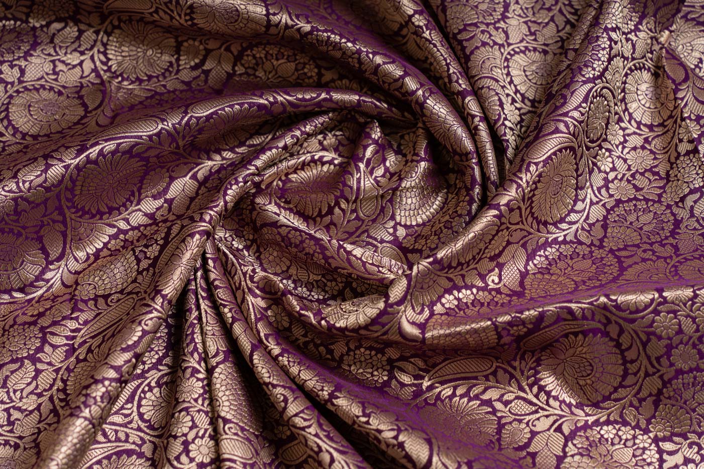 Purple Handwoven Banarasi Brocade Fabric