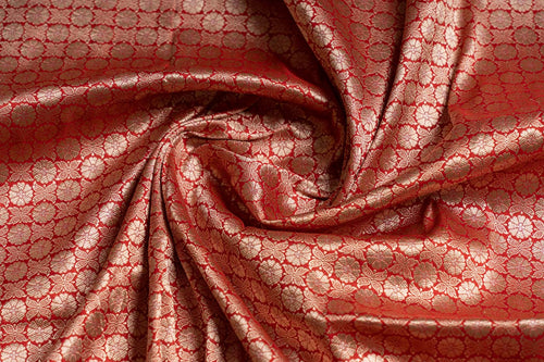 Red Handwoven Banarasi Brocade Fabric