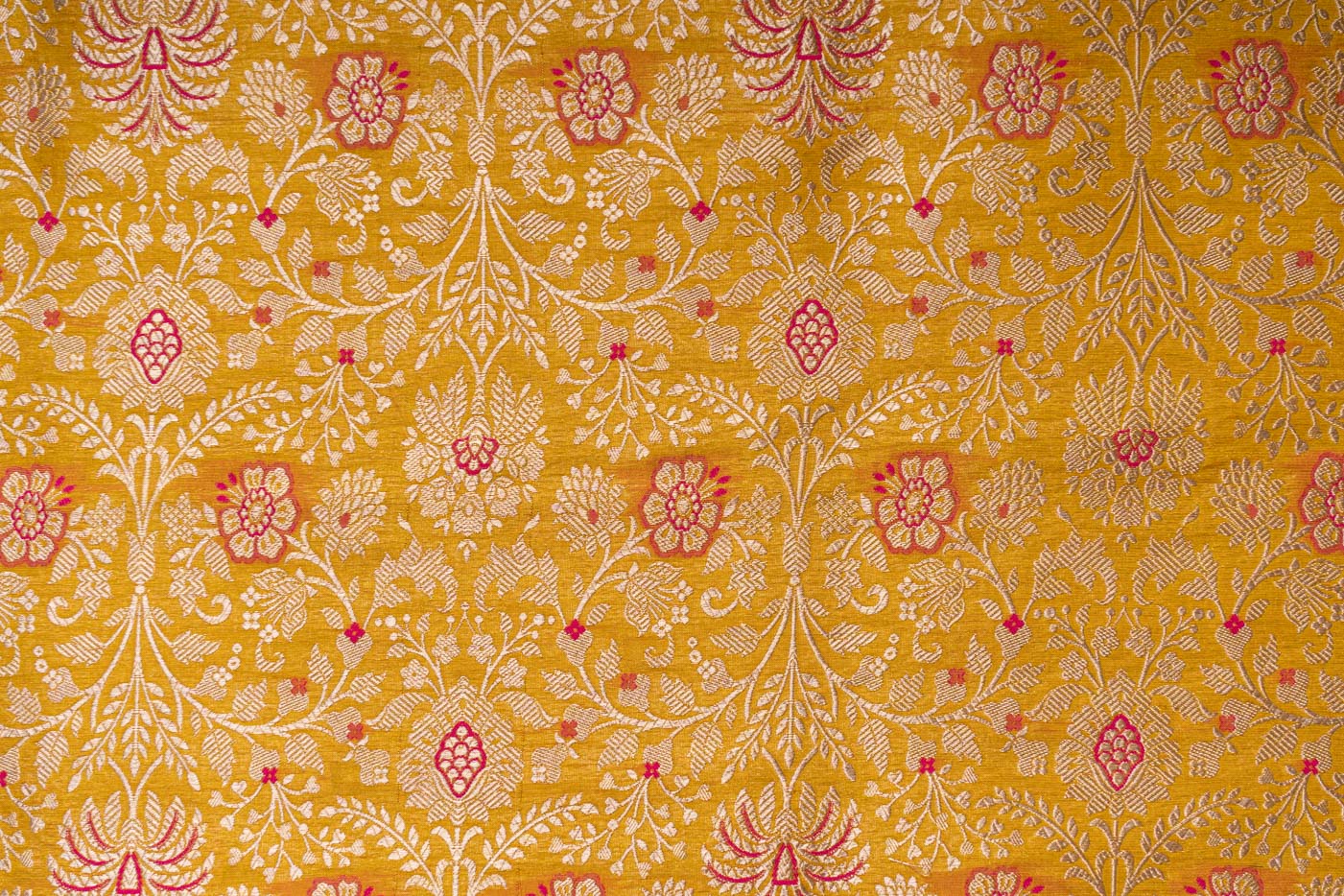 Yellow Handwoven Banarasi Brocade Fabric