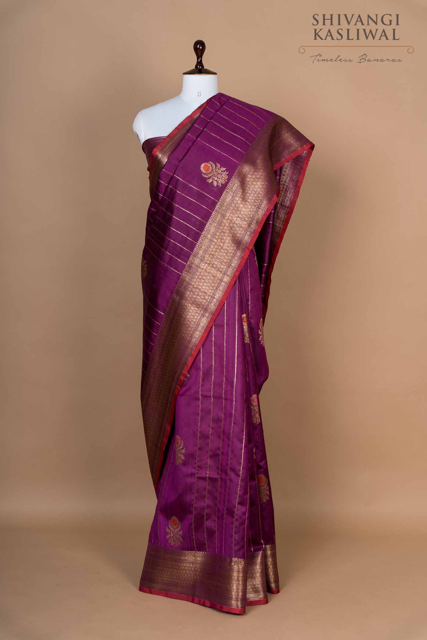 Magenta Pink Handwoven Banarasi Dupion Silk Saree