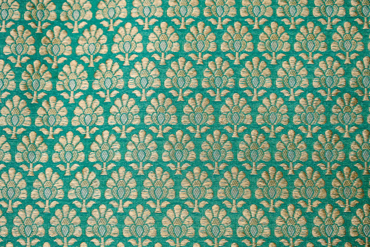 Sea Green Handwoven Banarasi Brocade Fabric