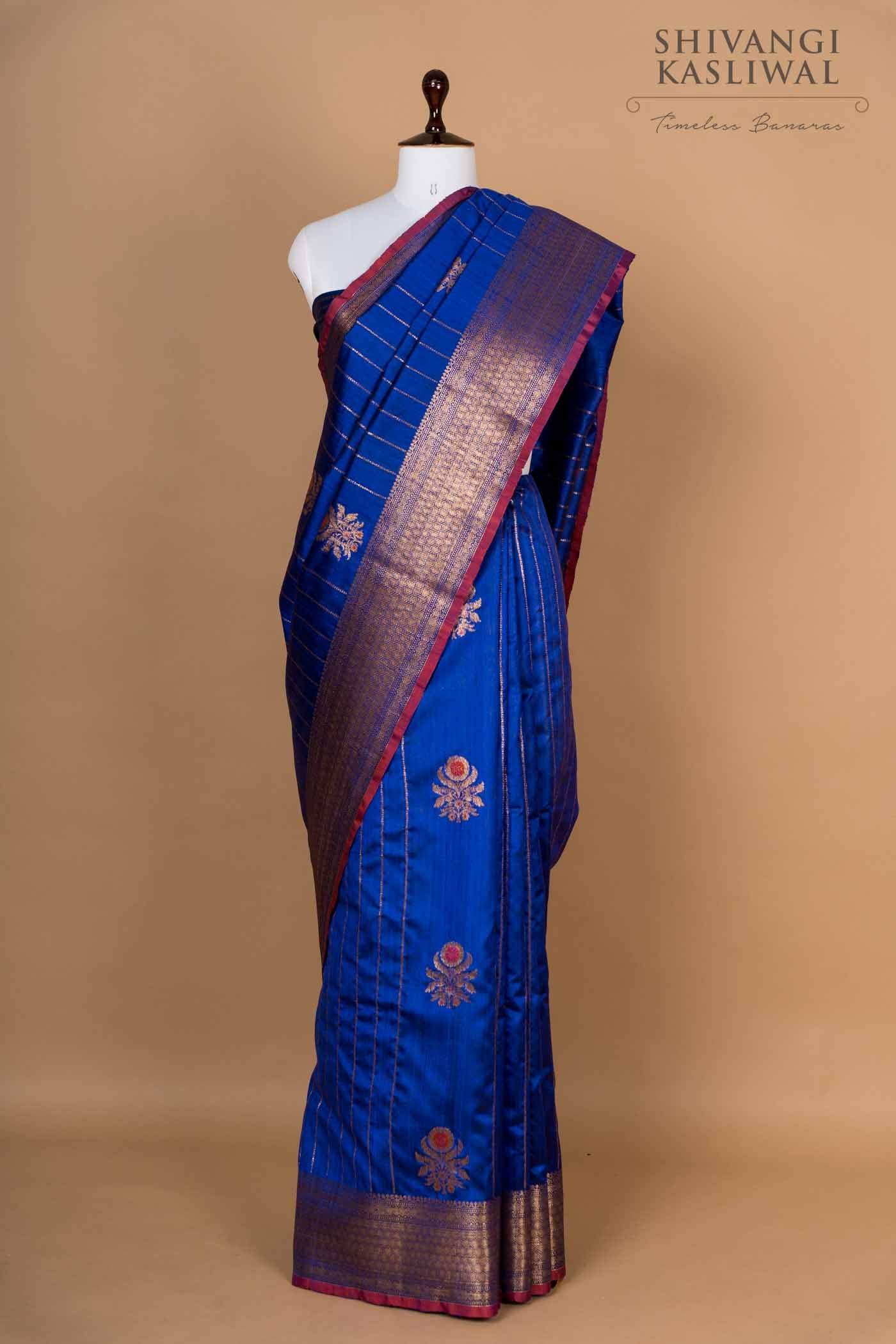 Purple Dual Tone Handwoven Banarasi Dupion Silk Saree